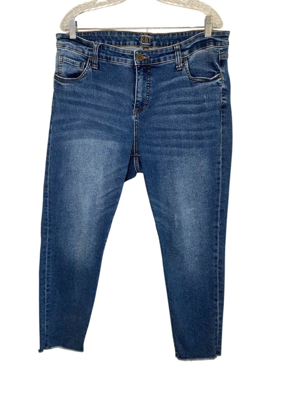 High Rise Ankle Skinny Denim Jeans Blue 14W Western Classic Festival Boho Chic